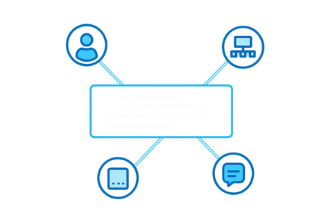 Illustration showing a line of code connected by bright lines to icons representing requirements, architecture, and design decisions, symbolizing context preservation.