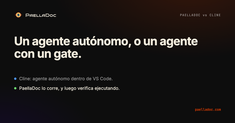 Portada PaellaDoc vs Cline: un agente autónomo, o un agente con un gate.